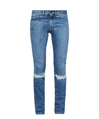 Saint Laurent Men&#39;s  Blue Cotton Jeans'