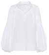 OSCAR DE LA RENTA Pleated cotton-blend blouse