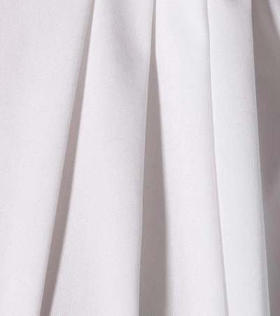Shop Oscar De La Renta Pleated Cotton-blend Blouse In White