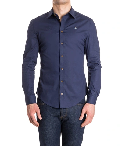 Vivienne Westwood Classic Stretch Shirt Blue/navy In Blue Navy