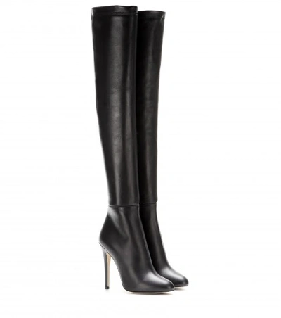 Shop Jimmy Choo Turner Leather Over-the-knee Boots In Llack