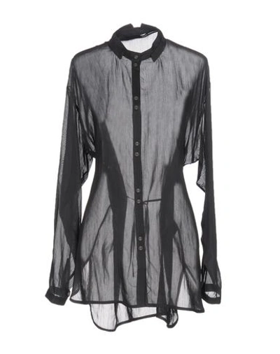 Isabel Benenato Solid Color Shirts & Blouses In Steel Grey