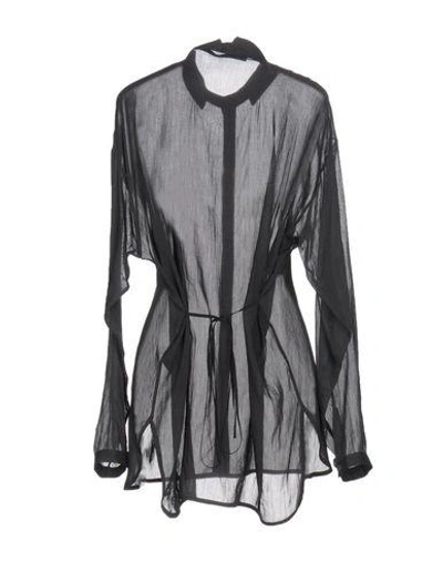 Shop Isabel Benenato Solid Color Shirts & Blouses In Steel Grey