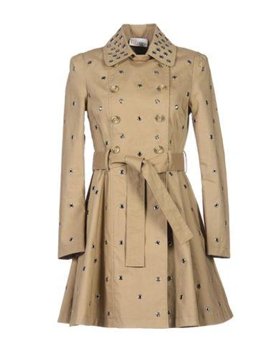 Shop Red Valentino Belted Coats In Khaki