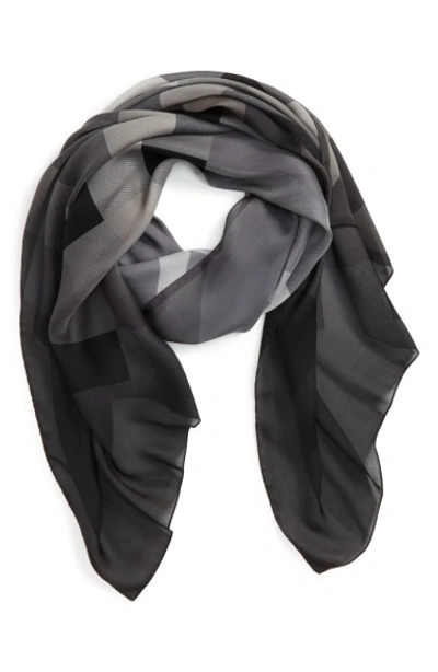 Burberry Ombré Check Silk Scarf In Mid Grey