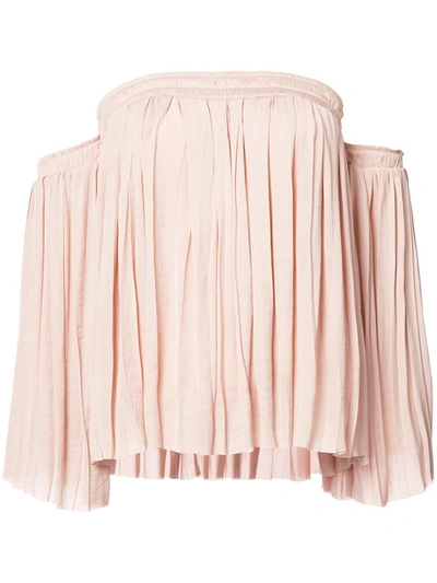 Elizabeth And James Emelyn Pleated Off-the-shoulder Top In Burlap