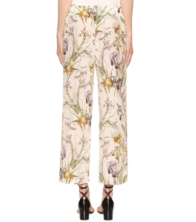 Shop Alexander Mcqueen Printed Silk Trousers In Ivory Mix