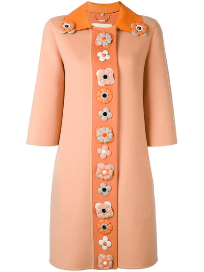 Fendi Floral Embellished Coat In Multicolor