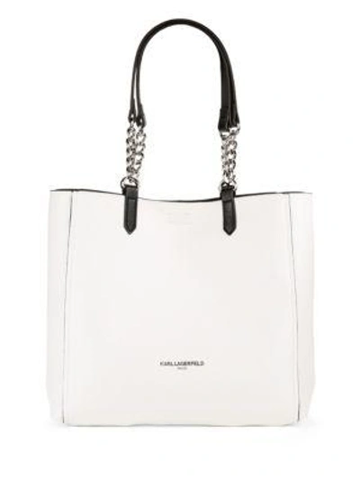 Karl Lagerfeld Reversible Faux Leather Tote In Black White