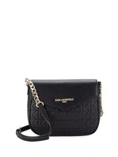 Karl Lagerfeld Quilted Leather Crossbody Bag In Black