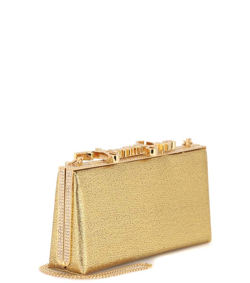 Jimmy Choo Celeste Glitter Clutch In Gold ModeSens