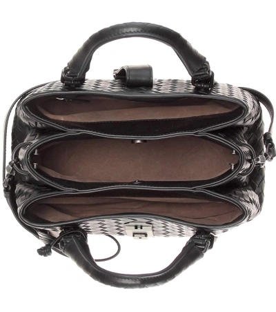 Shop Bottega Veneta Intrecciato Leather Shoulder Bag In Black