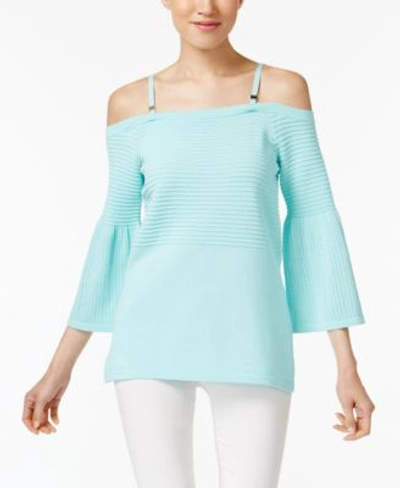 Calvin Klein Cold-shoulder Sweater In Sea Glass