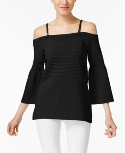 Calvin Klein Cold-shoulder Sweater In Black