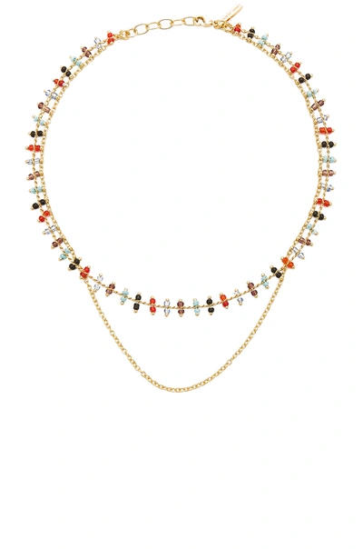Elizabeth And James Marie Necklace In Metallic Gold. In Yellow Gold & White Topaz
