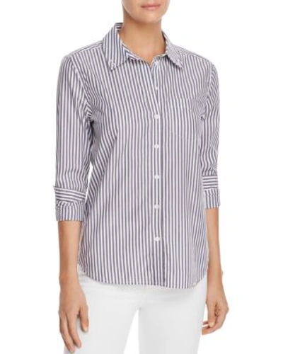 Shop Equipment Brett Embroidered Stripe Button-down Shirt In Bright White/blue Moon