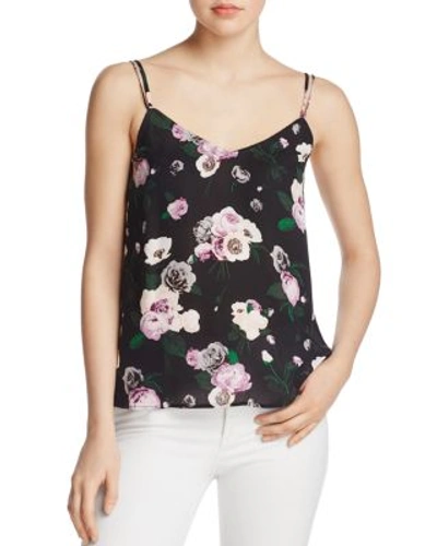 Equipment Layla Floral-print Washed-silk Camisole In True Black