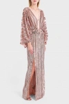 ELIE SAAB Draped Sequined Chiffon Gown