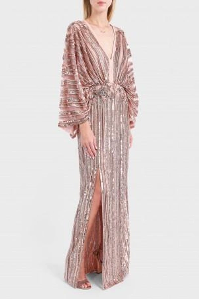 Elie Saab Draped Sequined Chiffon Gown