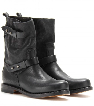 Shop Rag & Bone Moto Textured-leather Boots In Coet Llack