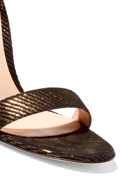Shop Gianvito Rossi Portofino 100 Metallic Pinstriped Jacquard Sandals
