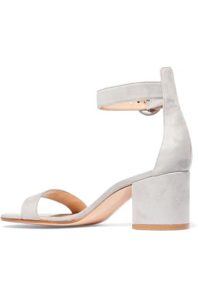 Shop Gianvito Rossi Portofino 60 Suede Sandals In Light Gray
