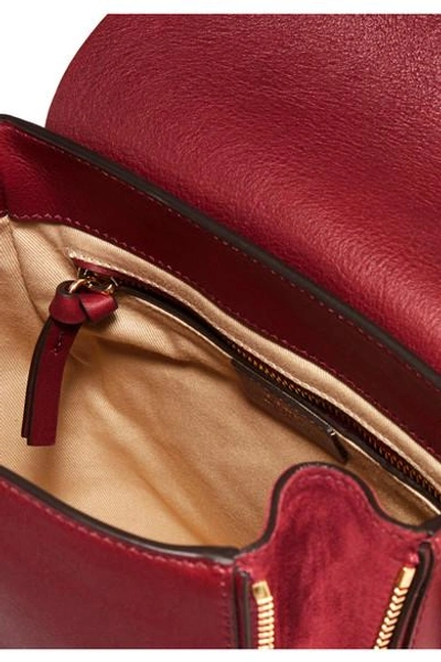 Shop Chloé Faye Small Leather And Suede Backpack In Burgundy