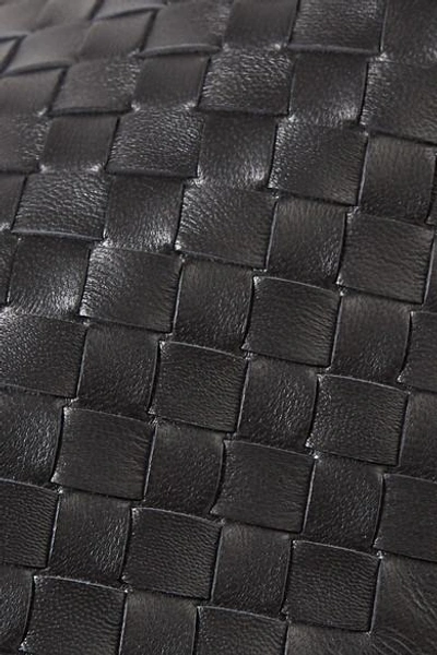 Shop Bottega Veneta Saddle Small Intrecciato Leather Shoulder Bag In Black