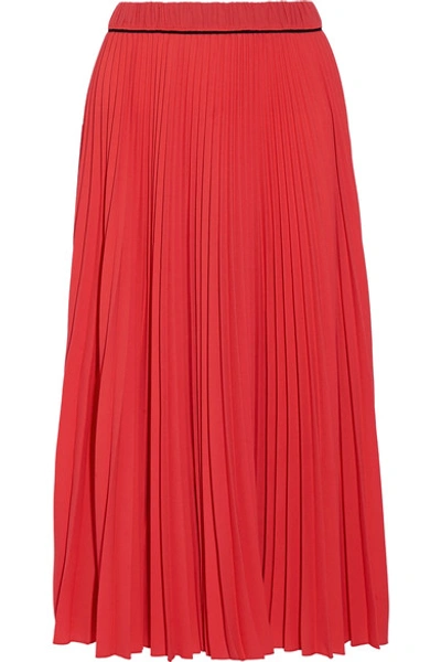 Marc Jacobs Crepe De Chine Long Pleated Skirt In Bright Orange