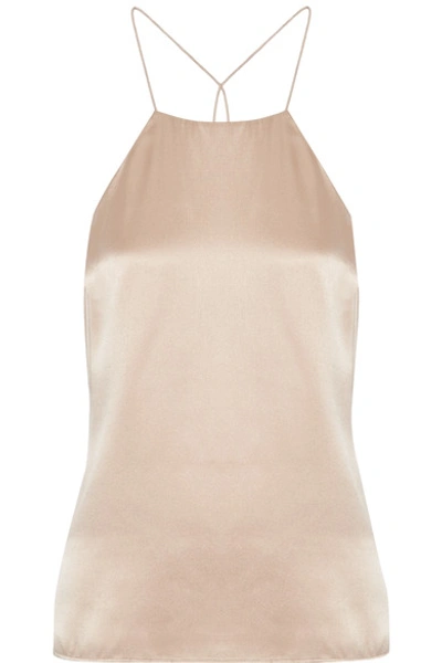 Cami Nyc Elle Lace-trimmed Silk-charmeuse Camisole In Antique Rose