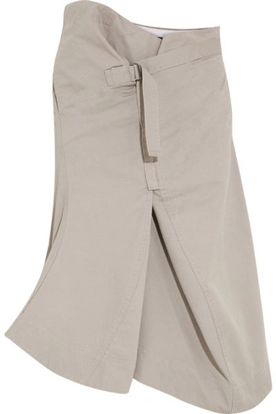 Bassike Asymmetric Cotton-drill Skirt In Taupe