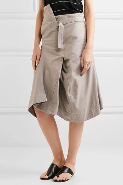 Shop Bassike Asymmetric Cotton-drill Skirt In Taupe