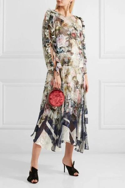 Shop Preen By Thornton Bregazzi Jenna Floral-print Devoré Silk-blend Chiffon Midi Dress