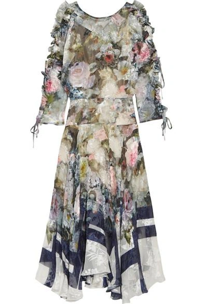 Shop Preen By Thornton Bregazzi Jenna Floral-print Devoré Silk-blend Chiffon Midi Dress