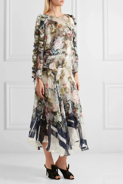 Shop Preen By Thornton Bregazzi Jenna Floral-print Devoré Silk-blend Chiffon Midi Dress