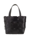 PACO RABANNE CABAS BRICK PATTERN LEATHER TOTE BAG, BLACK