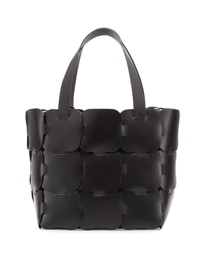 Paco Rabanne Cabas Brick Pattern Leather Tote Bag, Black