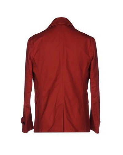 Shop Hardy Amies Double Breasted Pea Coat In Red