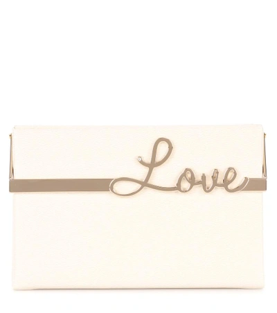 Shop Charlotte Olympia Love Vanina Leather Clutch Box In Off White