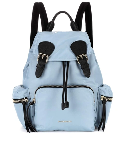 Burberry The Medium Leather-trimmed Backpack In Pale Lluelell