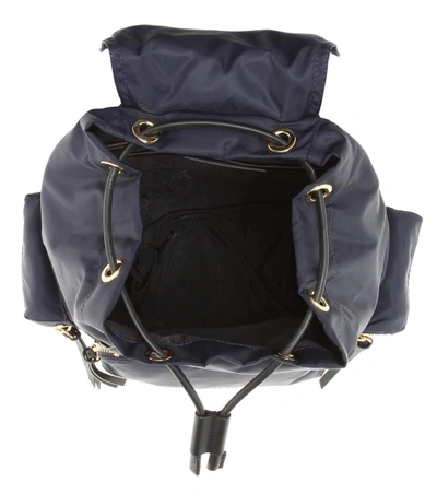 Shop Burberry The Medium Leather-trimmed Backpack In Iek Llue