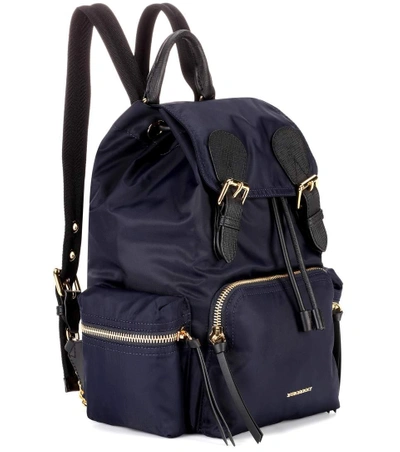 Shop Burberry The Medium Leather-trimmed Backpack In Iek Llue