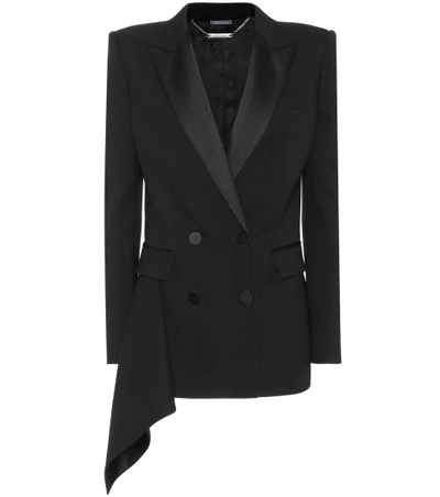 Alexander Mcqueen Light Wool & Silk Blend Tuxedo Jacket In Black