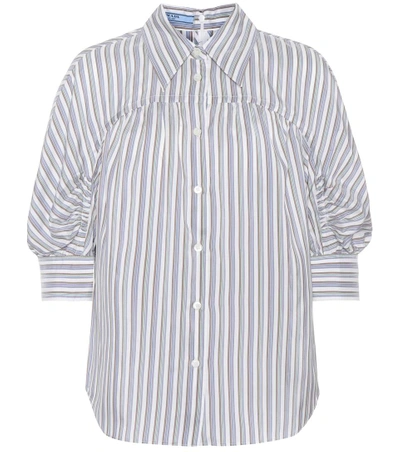 Prada Silk Striped Shirt In Blue
