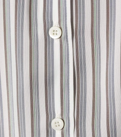 Shop Prada Silk Striped Shirt In Blue