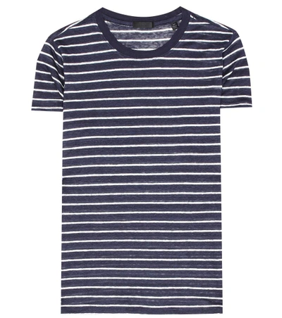 Atm Anthony Thomas Melillo Atm Anthony Thomas Melilla Linen Striped Tee In Midnight/white Stripe