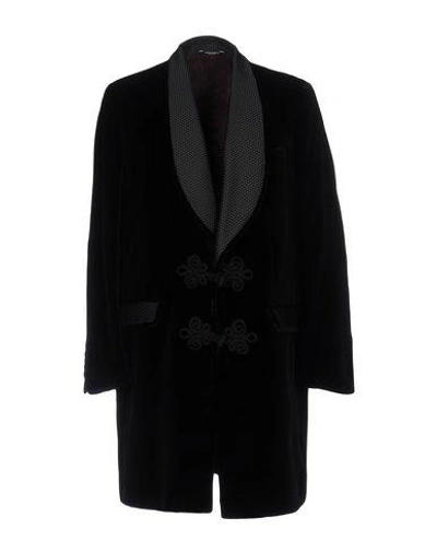 Shop Dolce & Gabbana Man Overcoat & Trench Coat Black Size 40 Cotton, Silk, Polyester