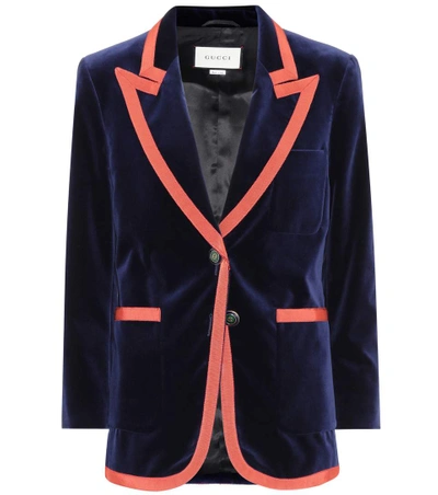 Shop Gucci Velvet Jacket In Admiral Llue