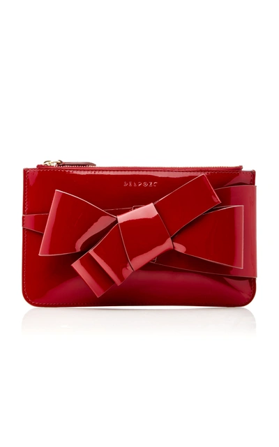 Delpozo M'o Exclusive Patent Bow Clutch In Red
