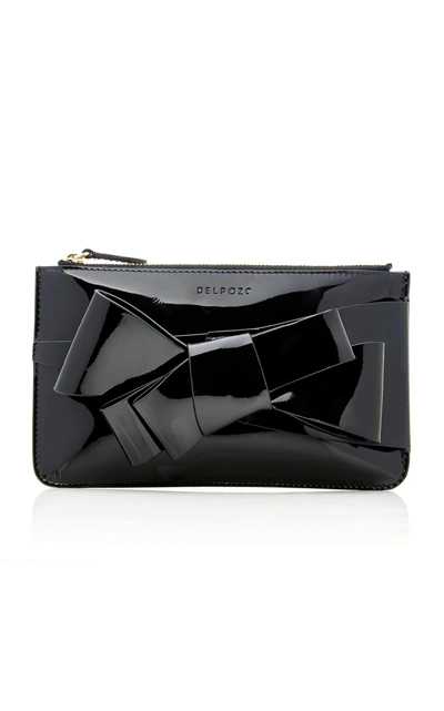 Delpozo M'o Exclusive Patent Bow Clutch In Black